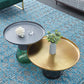 Mid-century Modern Style Round Metal Table with Glass Bottom Coffee Table
