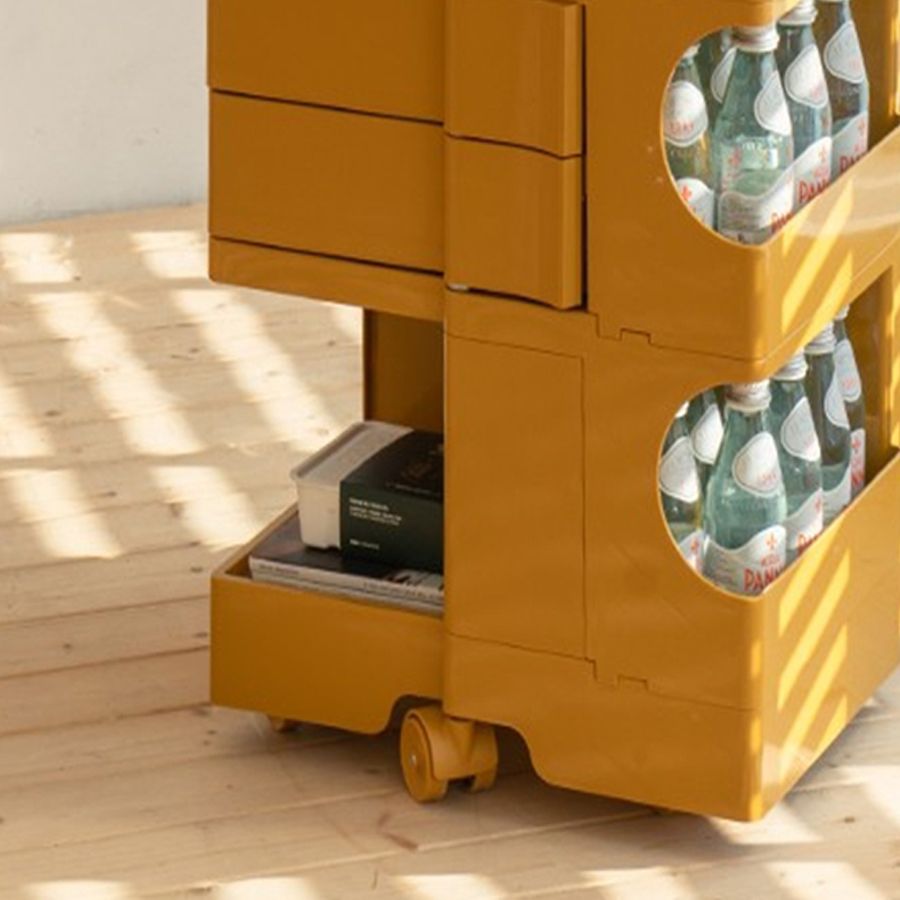 Moderner Plastik -Nachttisch Open Storage Night Ständer mit Rädern