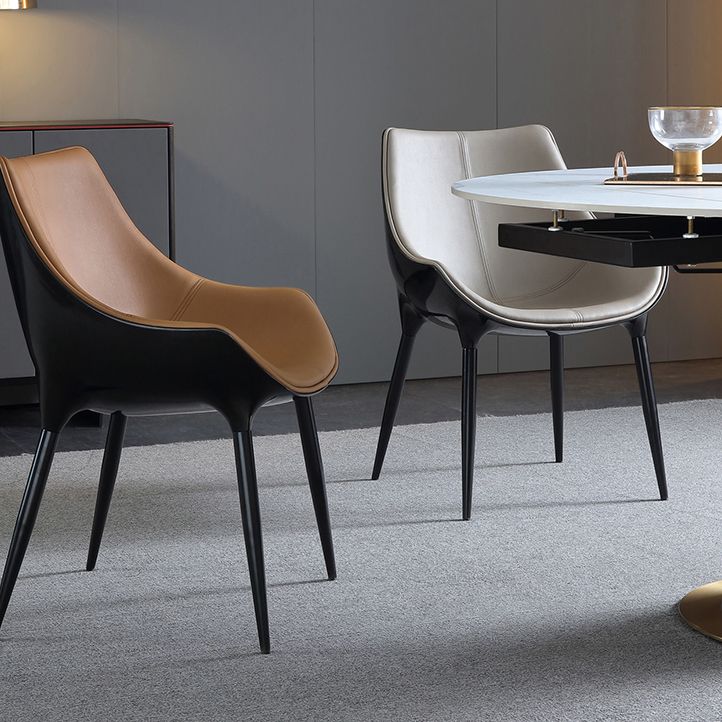 Contemporary Faux Leather Dining Chair Metal Dining Arm Chairs for Home Use Clearhalo 'Dining Chairs' 'Dining Tables & Seating' 'dining_chair' 'furn' 'furn_dining_chair' 'Furniture' 'Kitchen & Dining Furniture' 1200x1200_97f17292-398f-43a1-bc84-5a721b3463b2