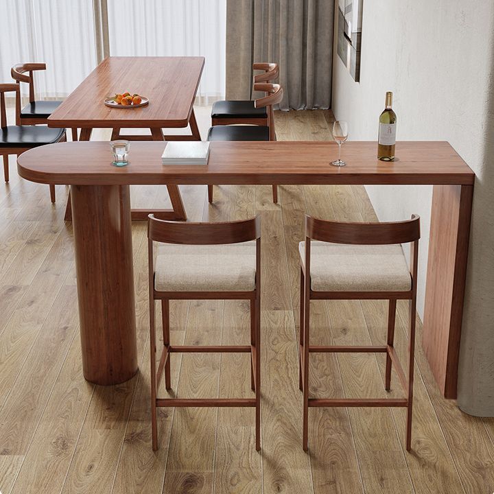 1/3 Pieces Bar Stool and Table Set Brown Solid Wood for Dining Room