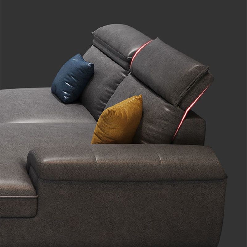 Faux Leather Cushion Back Sectional with Pillow Top Arm for Four People Clearhalo 'Furniture' 'furniture_sectionals' 'Living Room Furniture' 'Sectionals' 1200x1200_97f3f341-2cb8-4f22-8a7e-f9d78b3795df