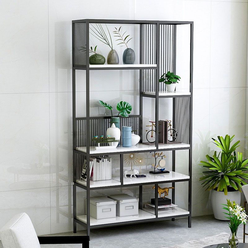 Contemporary Metal Vertical Book Shelf Open Shelf Bookcase For Office