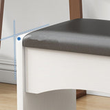 Mid-Century Modern Ottoman Rectangle Genuine Leather Pure Color Water Resistant Ottoman