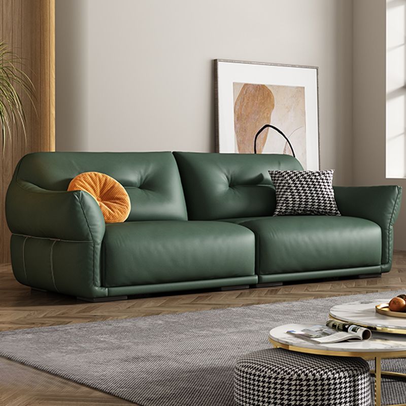 Eigentijdse groene vierkante arm echt leerstationaire bank