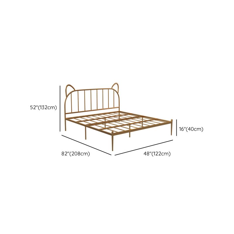 Glam Iron Open-Frame Bed with Spindle Headboard Solid Color in Gold Clearhalo 'Bedroom Furniture' 'Beds' 'furn' 'furn_beds' 'Furniture' 1200x1200_97fbb2d7-cc29-4761-a820-6344866f5c42