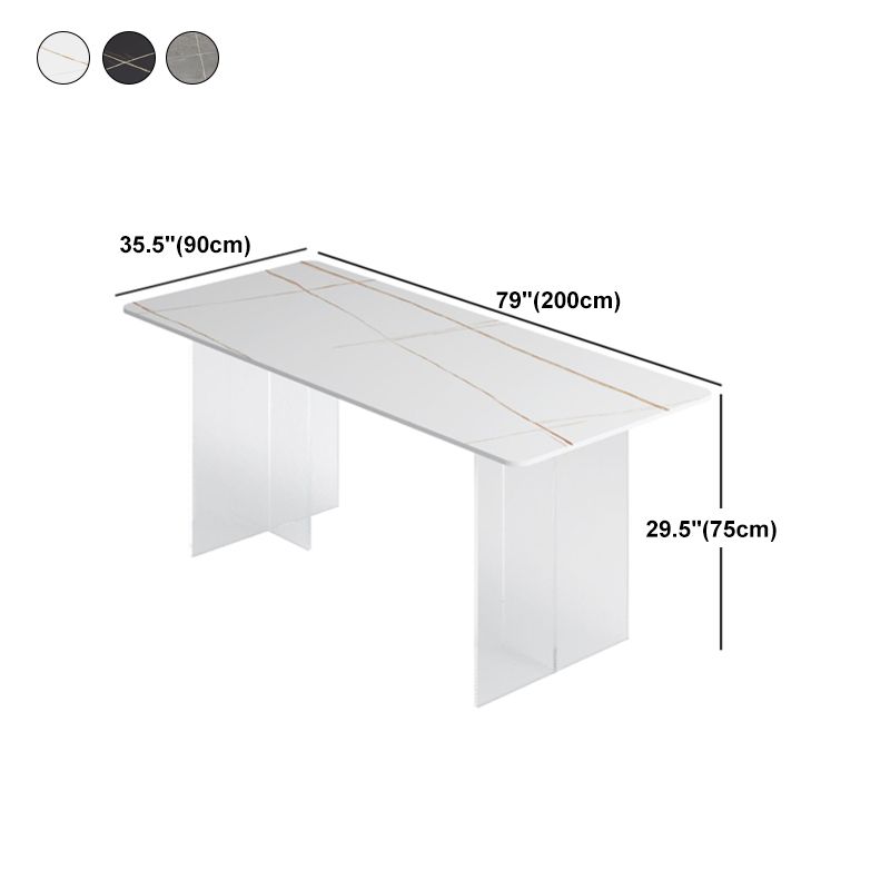 Dining Room Modern Dinette Table Rectangle Acrylic Double Pedestal Dining Table Clearhalo 'Dining Tables & Seating' 'Dining Tables' 'dining_table' 'furn' 'furn_dining_table' 'Furniture' 'furniture_dining_table' 'Kitchen & Dining Furniture' 'kitchen' 'kitchen_dining_table' 1200x1200_97fdfcd9-91ca-4f27-91d7-eb4d4583f494