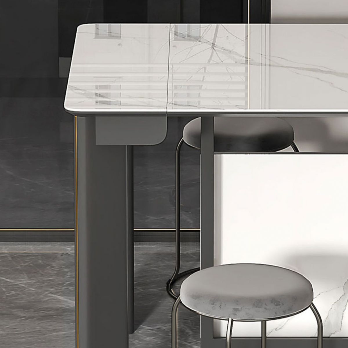 Rectangle Folding Dining Table Wood and Stone Dining Table for Dining Room