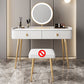 Vanity bianco con tavolo da trucco e sgabelli, cassetti 1/2 cassetti - 31,89 "H