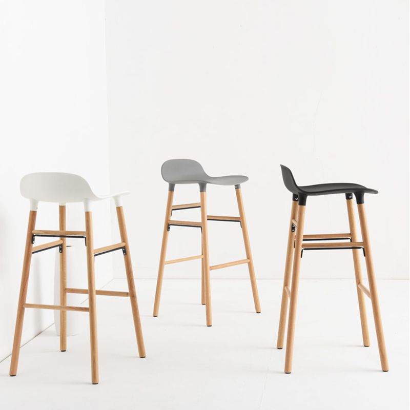 Modern Counter Bar Stool Backrest Plastic Bar Stool with Footrest and Wood Base Clearhalo 'Bar Furniture' 'Bar Stools' 'bar_stools' 'furn' 'furn_bar_stools' 'furniture_bar_stools' 'Kitchen & Dining Furniture' 'kitchen&dining_furn' 'kitchen' 'kitchen_furn' Furniture' 1200x1200_9800cf73-9e85-44e9-b192-9067d35dc1bb