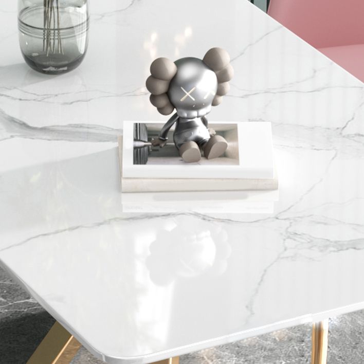 Glam Iron Dinette Set 1/2/5 Pieces Dining Table Set with Rectangle Sintered Stone Top Clearhalo 'Dining Room Sets' 'Dining Tables & Seating' 'dining_room_set' 'furn' 'furn_dining_room_set' 'Furniture' 'furniture_dining_room_set' 'Kitchen & Dining Furniture' 1200x1200_98026dd4-c1f7-4622-868c-4e67ac949c23