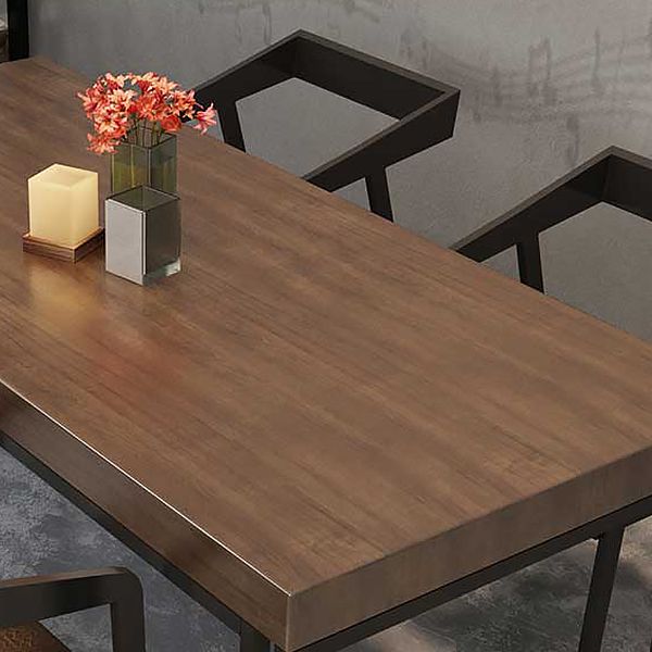 Industrial Style Solid Wood Dinner Table Brown Rectangle Table with Sled Base for Dinning Room Clearhalo ' dining_table' 'Dining Tables & Seating' 'Dining Tables' 'furn' 'furn_dining_table' 'Furniture' 'furniture_dining_table' 'Kitchen & Dining Furniture' 'kitchen&dining_furn' 'kitchen' 'kitchen_dining_table' 1200x1200_980295d5-96e0-41d9-9612-9d71f760f073