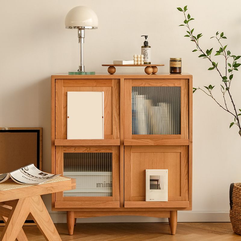 Mid-Century Modern Natural Cabinet with 4 Doors in Pine Wood Clearhalo 'Cabinets & Chests' 'cabinets_chests' 'furn' 'furn_cabinets_chests' 'Furniture' 'Living Room Furniture' 1200x1200_9802ed95-ab52-4df2-bce3-754d0e95206b