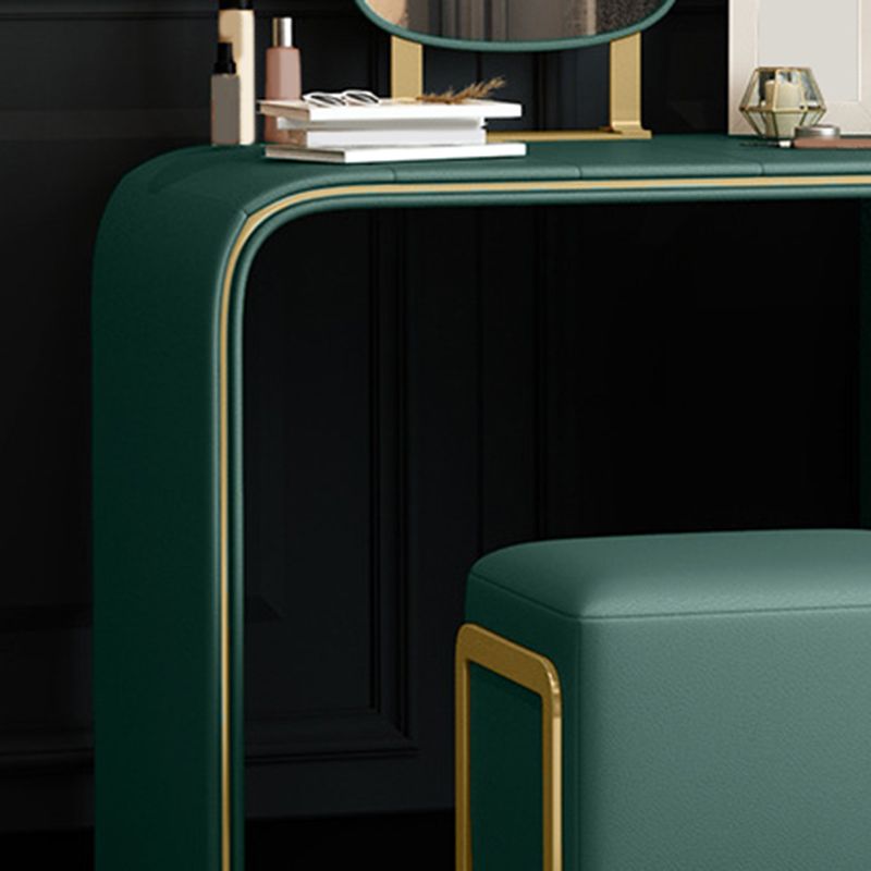 Luxe lederen make-uptafel met 2 laden 2-laden in donkergroen