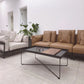 Black Rectangle / Square Tray Top Coffee Table Iron Cross Legs Cocktail Table