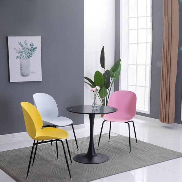 Home Scandinavian Side Chair Wingback Plastic Dining Room Chair with Black Legs Clearhalo ' kitchen&dining_furn' 'Dining Chairs' 'Dining Tables & Seating' 'dining_chair' 'furn' 'furn_dining_chair' 'Furniture' 'furniture_dining_chair' 'Kitchen & Dining Furniture' 'kitchen' 1200x1200_980503b0-e4f8-4740-b4a7-eb993a1cc4b4