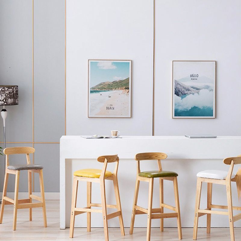 Modern Style Bar-stool Wooden Legs with Footrest Low Back for Kitchen Bar Clearhalo 'Bar Furniture' 'Bar Stools' 'bar_stools' 'furn' 'furn_bar_stools' 'furniture_bar_stools' 'Kitchen & Dining Furniture' 'kitchen&dining_furn' 'kitchen' 'kitchen_furn' Furniture' 1200x1200_98052733-aa83-45e3-b7c4-dcfe8c52be31