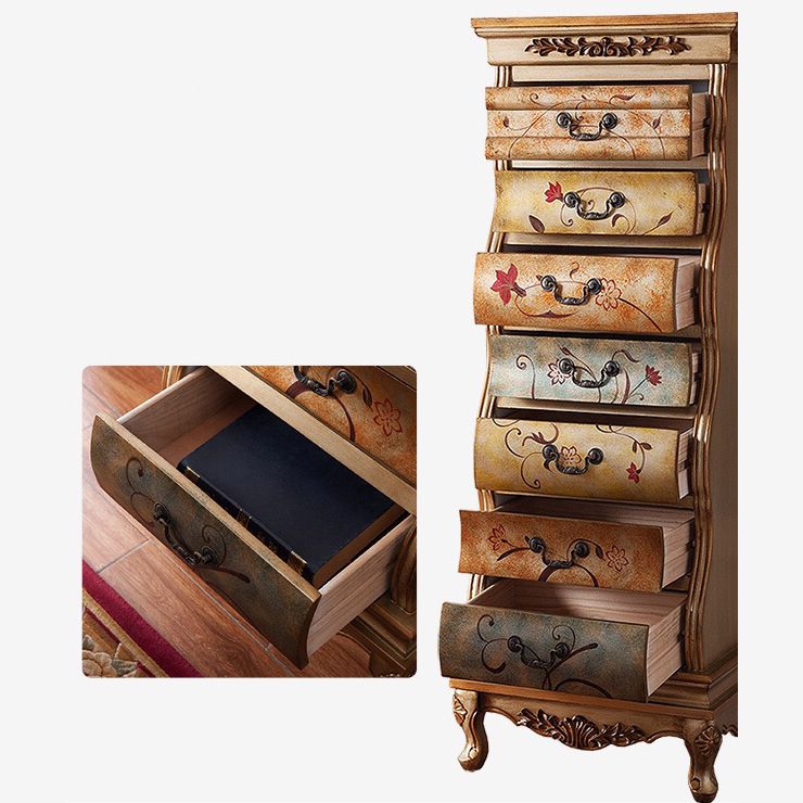 Coffre en bois en détresse moderne du milieu du siècle 7- tiroir rectangle accent coffre