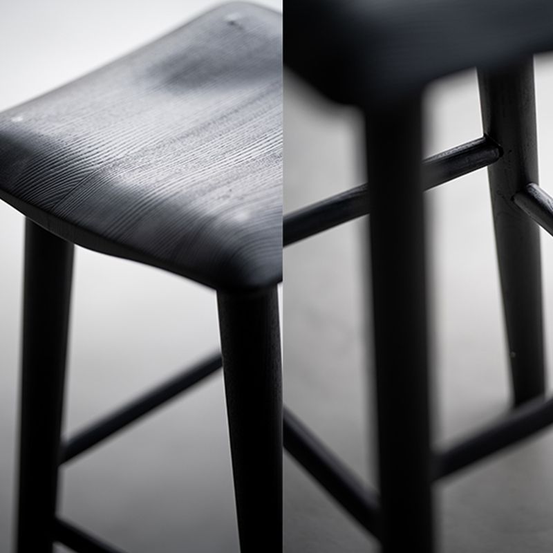Taburete de bar de estilo moderno, taburete de bar de madera maciza negra para interior