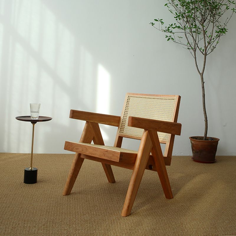 Woven Back Lounge Chair Basic Four Leg Solid Wood Chair with Cushion Clearhalo 'Accent Chairs' 'accent_chairs' 'Chairs & Seating' 'furn' 'furn_accent_chairs' 'Furniture' 'Living Room Furniture' 1200x1200_9807d7bc-3105-4da3-a97d-2e543a4c3e97