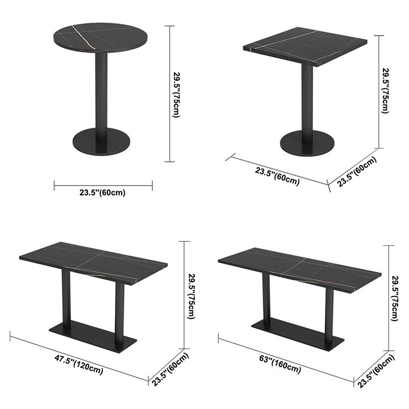 Industrial Style Sintered Stone Dinner Room Kitchen Table Black Table with Black Frame Clearhalo ' dining_table' 'Dining Tables & Seating' 'Dining Tables' 'furn' 'furn_dining_table' 'Furniture' 'furniture_dining_table' 'Kitchen & Dining Furniture' 'kitchen&dining_furn' 'kitchen' 'kitchen_dining_table' 1200x1200_9809236d-a4e8-4add-bf7a-612d76415649