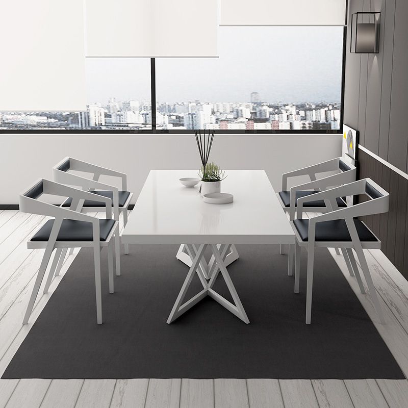 Tavolo in metallo e legno moderno in stile moderno famiglia tavolo da pranzo rettangolare