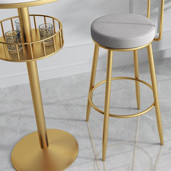 Glam Faux Marble Bistro Table Indoor Iron Single Pedestal Bar Dining Table Fixed Table Clearhalo 'Bar Furniture' 'Bar Tables' 'bar_tables' 'Furniture' 'furniture_bar_tables' 'Kitchen & Dining Furniture' 'kitchen&dining_furn' 'kitchen' 1200x1200_980d2774-f80f-4222-b28a-8b44fa3137d1