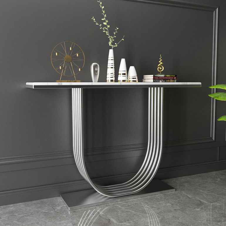 35.43" Tall Modern Console Table Marble 1-shelf Accent Table for Hall Clearhalo 'Console Tables' 'console_tables' 'Entry & Mudroom Furniture' 'furn' 'furn_console_tables' 'Furniture' 1200x1200_980de24a-6f37-4bb3-bc37-ac292e848afa