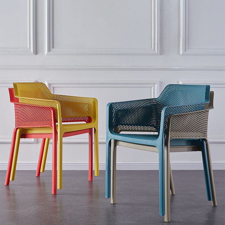 Scandinavian Plastic Dining Armchair Indoor Stackable Arm Chairs for Kitchen Clearhalo ' kitchen&dining_furn' 'Dining Chairs' 'Dining Tables & Seating' 'dining_chair' 'furn' 'furn_dining_chair' 'Furniture' 'furniture_dining_chair' 'Kitchen & Dining Furniture' 'kitchen' 1200x1200_980e753b-f1ba-4c0d-8e49-ff4be2470ef5