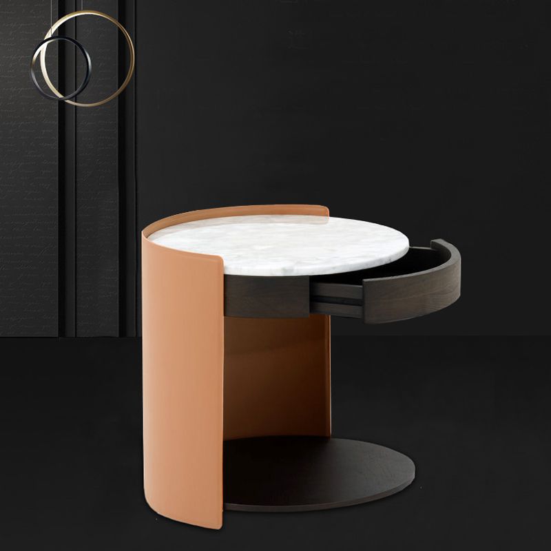 Mesa de noche moderna de la tapa de mármol redonda, 19.3 "W x 20.5" H