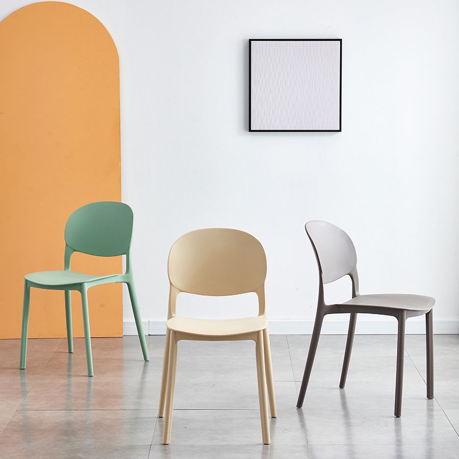 Stackable Armless Dining Chairs Plastic Open Back Side Chair (Set of 4) Clearhalo ' kitchen&dining_furn' 'Dining Chairs' 'Dining Tables & Seating' 'dining_chair' 'furn' 'furn_dining_chair' 'Furniture' 'furniture_dining_chair' 'Kitchen & Dining Furniture' 'kitchen' 1200x1200_98100683-04cc-45b4-a685-ba3f2581a7fa