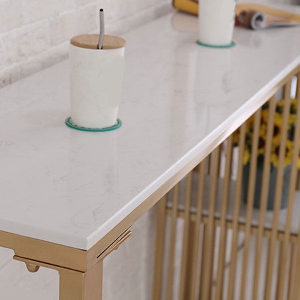 Modern Rectangle Pub Set 1/3 Pcs Stone Bar Table with Storage Shelves and Stools