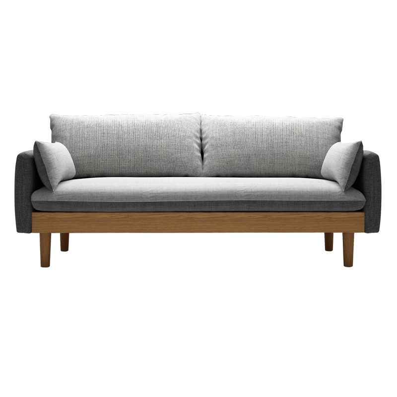 Fabric Grey 3-seat Square Arm Sofa Nordic with 2 Pillows Loveseat Clearhalo 'furn' 'furn_sofas' 'Furniture' 'furniture_sofas' 'kitchen' 'kitchen_sofas' 'Living Room Furniture' 'Sofa' 'sofas' 1200x1200_98119a28-a5a3-48fa-a62b-ee3b12f12403