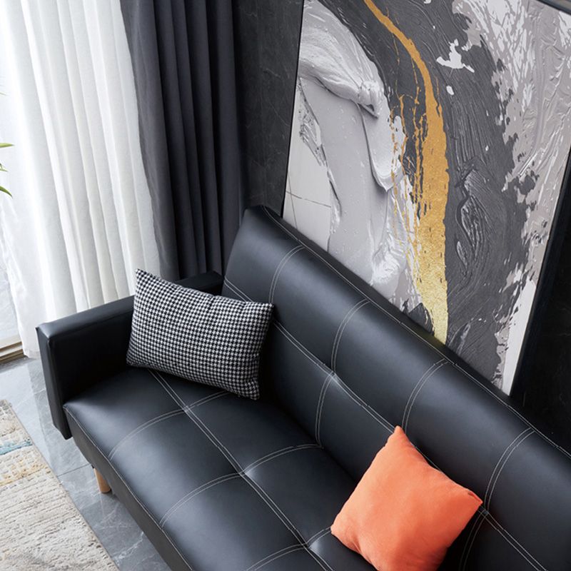 Sofá de cuero y madera Sofá de cuero cojines para apartamento