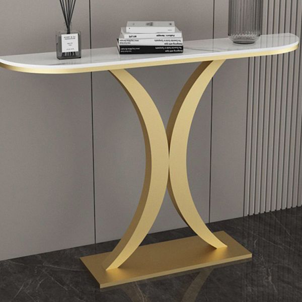 Console di pietra mezzi di luna resistente alla macchia Tabella Accento del telaio Ironcraft