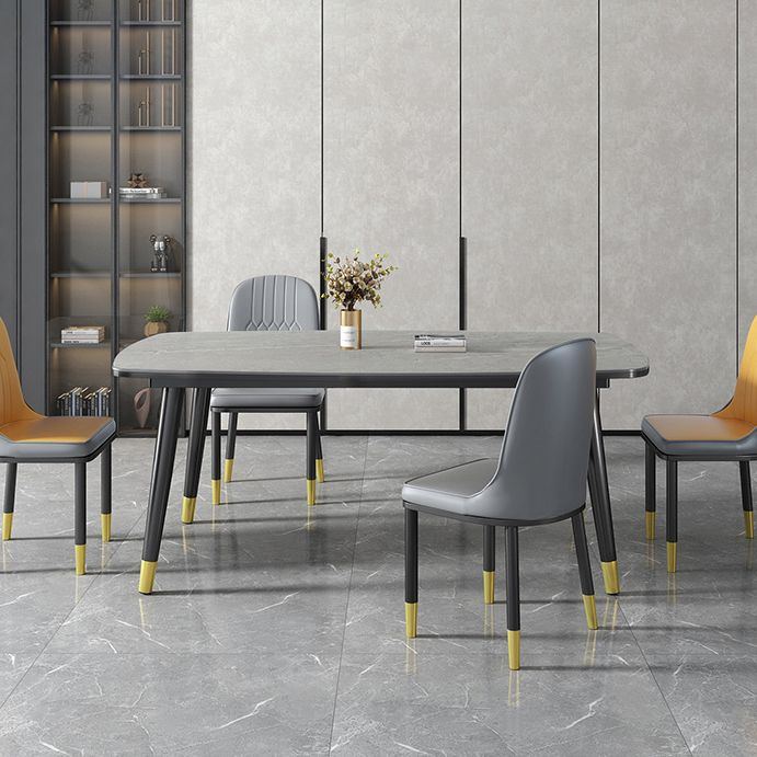 Minimalist Kitchen Sintered Stone Top Dining Table Rectangle Shape Dining Table with 4 Legs Base Clearhalo ' dining_table' 'Dining Tables & Seating' 'Dining Tables' 'Furniture' 'furniture_dining_table' 'Kitchen & Dining Furniture' 'kitchen&dining_furn' 'kitchen' 'kitchen_dining_table' 1200x1200_98122240-8864-48ca-bb96-1869b22bc0f4