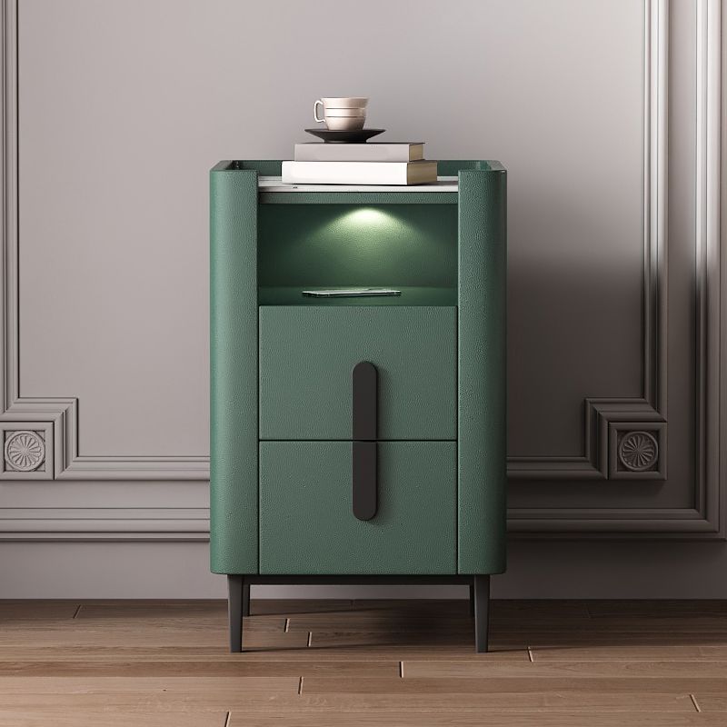 2-drawer Nightstand 21.65" Tall Charging Station Bedside Cabinet Clearhalo 'Bedroom Furniture' 'furn' 'furn_night_stand' 'Furniture' 'night_stand' 'Nightstands' 1200x1200_9813b443-ffdf-4340-a90d-b7cbedbee0a4