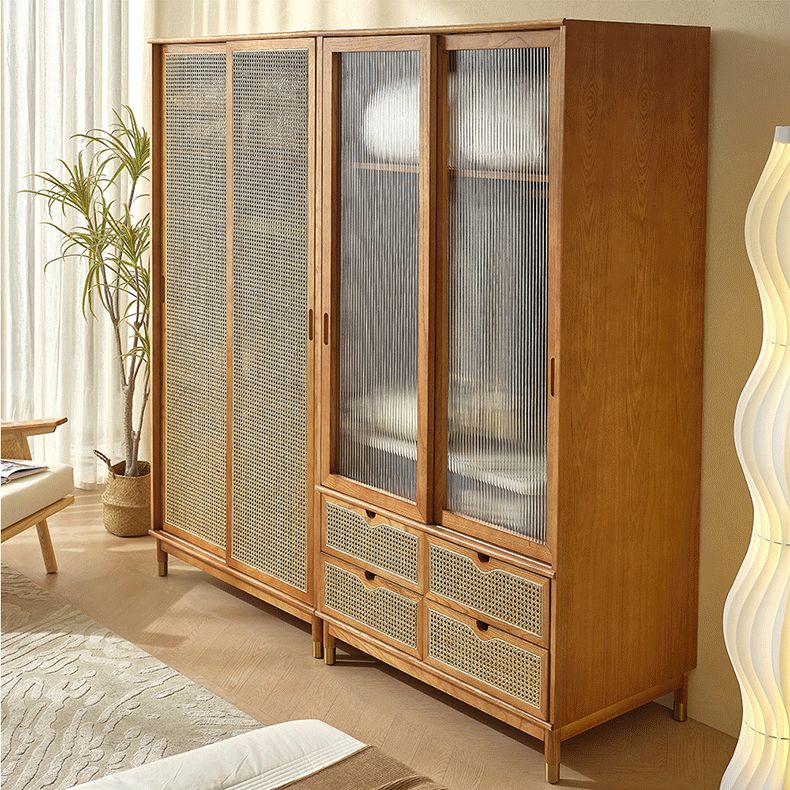Sliding Solid Wood Wardrobe Closet with Legs Modern Wardrobe Cabinet Clearhalo 'Armoires & Wardrobes' 'armoires_wardrobes' 'Bedroom Furniture' 'furn' 'furn_armoires_wardrobes' 'Furniture' 1200x1200_98162501-ef13-47d3-bd16-af0adf5a7ea3