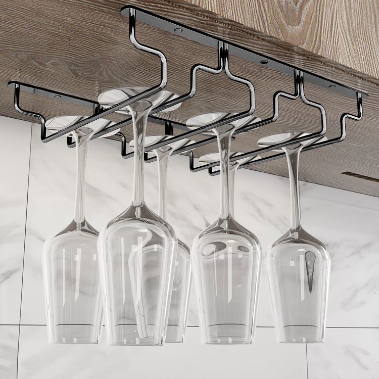 Contemporary Hanging Glass & Stemware Holder Stainless Steel Glass Rack in Black Clearhalo 'furn' 'furn_wine_racks' 'Furniture' 'Kitchen & Dining Furniture' 'Wine Racks' 'wine_racks' 1200x1200_98164b41-3adf-4bd1-90c8-e70d758f84f8