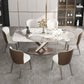Designer Style Sintered Stone Top Dining Set 1/4/5/7 Pieces Dining Table with White Chairs Clearhalo 'Dining Room Sets' 'Dining Tables & Seating' 'dining_room_set' 'furn' 'furn_dining_room_set' 'Furniture' 'furniture_dining_room_set' 'Kitchen & Dining Furniture' 1200x1200_9817e7d0-d51a-4189-bb52-21095bd76207