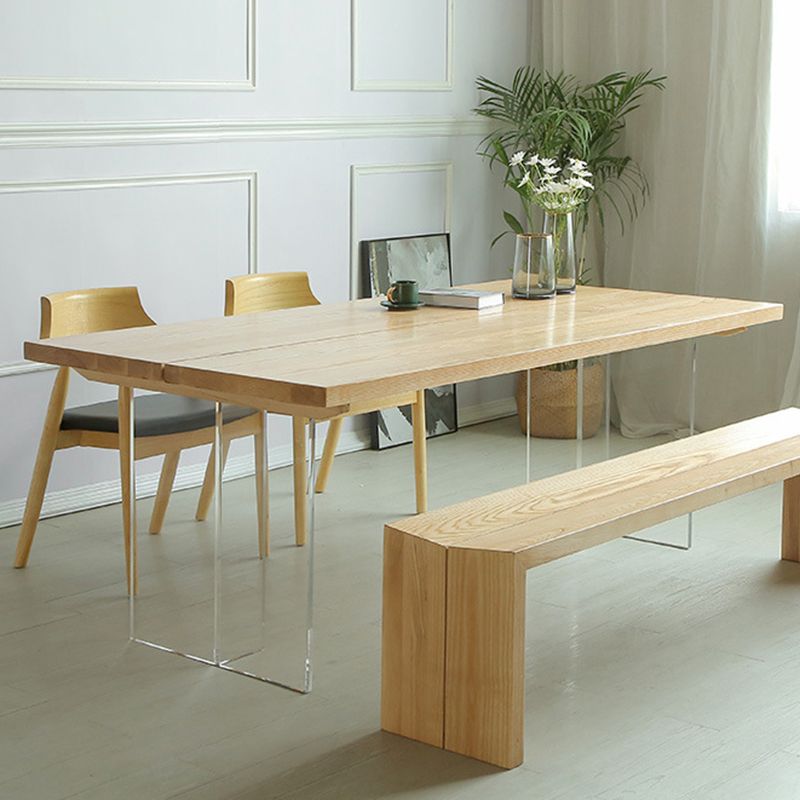 Simple Home Wood Dining Table Rectangle Shape Dining Table with Double Plastic Base Clearhalo ' dining_table' 'Dining Tables & Seating' 'Dining Tables' 'furn' 'furn_dining_table' 'Furniture' 'furniture_dining_table' 'Kitchen & Dining Furniture' 'kitchen&dining_furn' 'kitchen' 'kitchen_dining_table' 1200x1200_981862e5-2d8e-44e9-ac4a-3ff079d33034