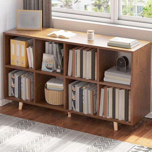 Modern Standard Wooden Bookcase Closed Back Bookshelf for Balcony and Living Room