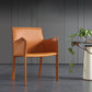 Solid Back Dining Chair Designer Style Dining Room Leather Arm Chair
