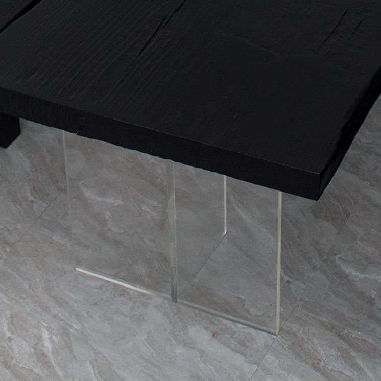 Modern Rectangle Dining Table Black Pine Solid Wood Top Dining Site Table Clearhalo 'Dining Tables & Seating' 'Dining Tables' 'dining_table' 'furn' 'furn_dining_table' 'Furniture' 'furniture_dining_table' 'Kitchen & Dining Furniture' 1200x1200_981c53f4-8510-4d7e-9797-9cd5868671c3