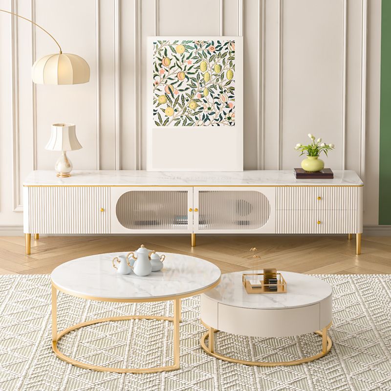 Modern TV Console Stone Media Console TV Stand with 2 Drawers Clearhalo 'furn' 'furn_tv_stands_entertainment_centers' 'Furniture' 'Living Room Furniture' 'TV Stands & Entertainment Centers' 'TV Stands & Media Storage Furniture' 'tv_stands_entertainment_centers' 1200x1200_982114ba-70a6-4415-80fe-f7e932229c8f