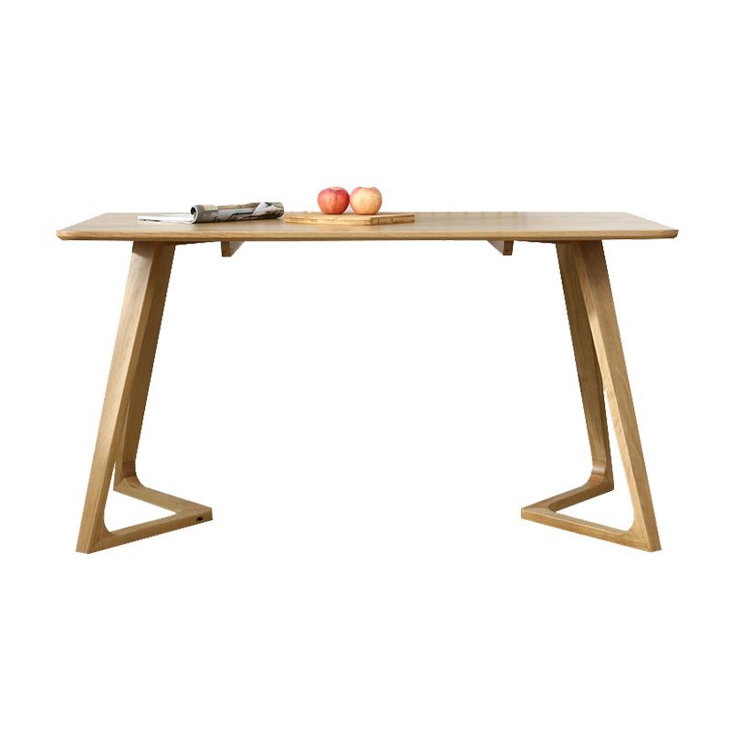 Modern Style Solid Wood Dining Set with Rectangle Shape Table and Double Pedestal Base Clearhalo 'Dining Room Sets' 'Dining Tables & Seating' 'dining_room_set' 'furn' 'furn_dining_room_set' 'Furniture' 'furniture_dining_room_set' 'Kitchen & Dining Furniture' 'kitchen&dining_furn' 'kitchen' 1200x1200_9822cbee-f66e-40a5-8133-7217003811c1