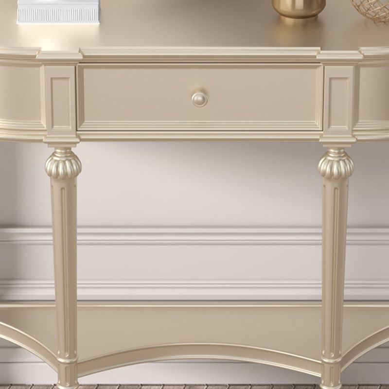 Console di betulla moderna di metà secolo con 4 gambe e scaffali per la sala