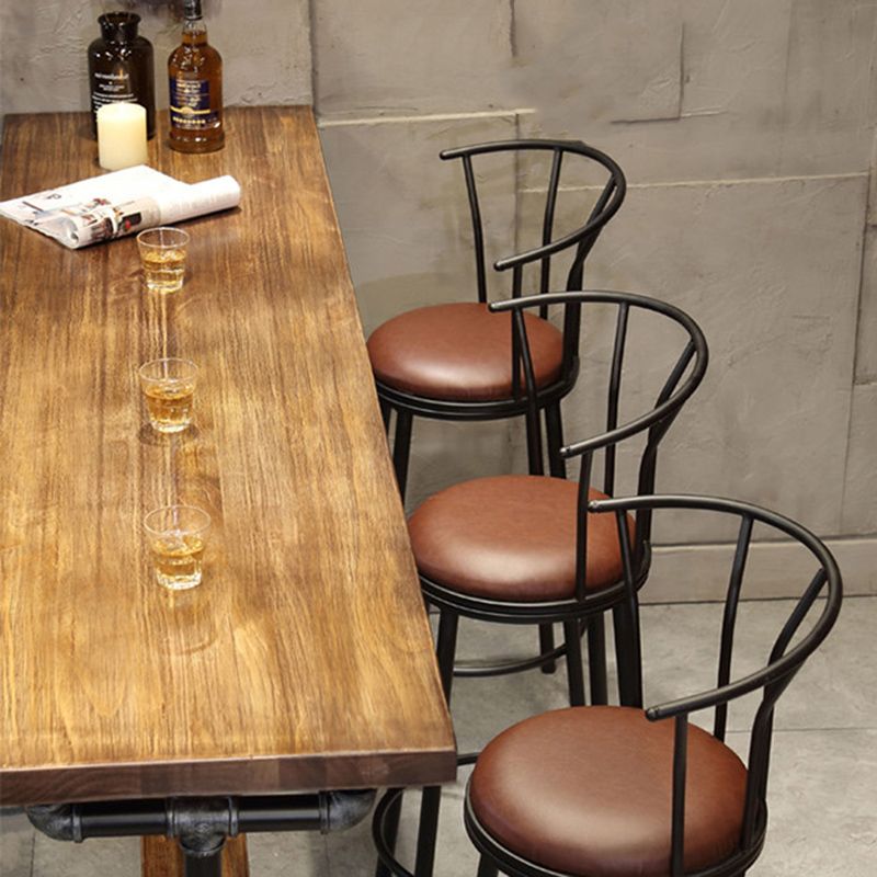 Wood Top Bar-height Table Black and Metal Legs Bar Table for Living Room Clearhalo 'Bar Furniture' 'Bar Tables' 'bar_tables' 'furn' 'furn_bar_tables' 'Furniture' 'Kitchen & Dining Furniture' 1200x1200_982942b3-b195-40d1-9b20-598941390946