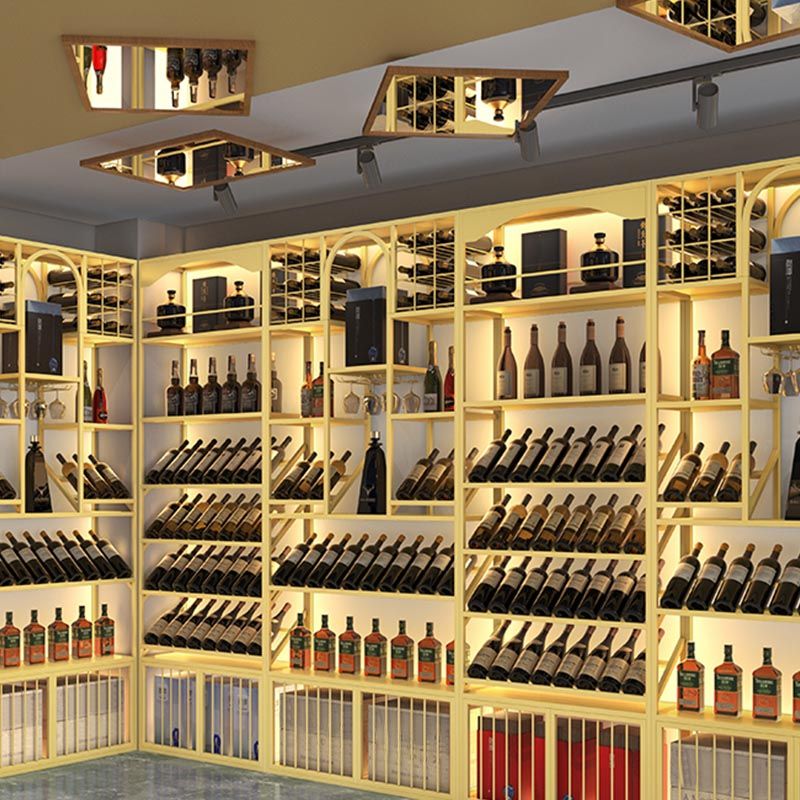 Glam Metal Wine Bottle Rack Floor Bottle Holder for Living Room Clearhalo 'furn' 'furn_wine_racks' 'Furniture' 'Kitchen & Dining Furniture' 'Wine Racks' 'wine_racks' 1200x1200_982956b6-c2ea-4ff0-9512-95b7d960d7b8