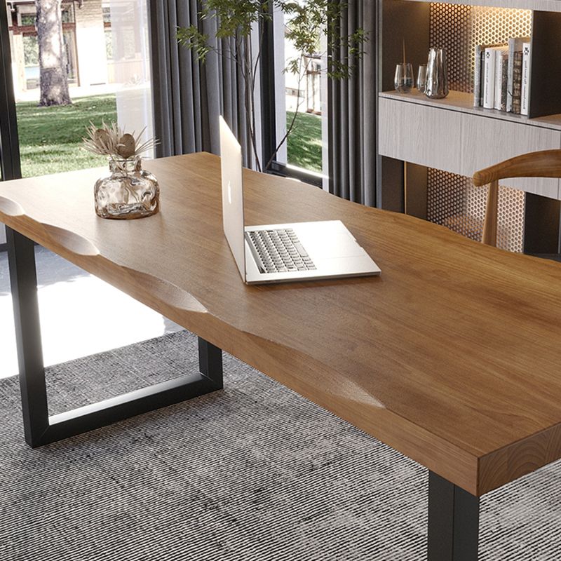 Industrial Style Writing Desk Solid Wood Office Desk with Sled Base Clearhalo 'furn' 'furn_office_desk' 'Furniture' 'Office Desks' 'Office Furniture' 'office_desk' 1200x1200_982ad189-c786-4172-b533-6fcf9bb17ed1