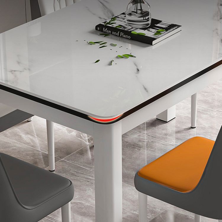 Moderner rechteckiger Glas Top Esstisch mit weiß und schwarz 4 Fuß